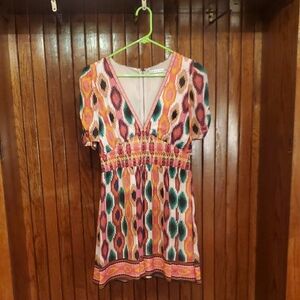 ALICE + OLIVIA SIZE Colorful Geometric Print Dress